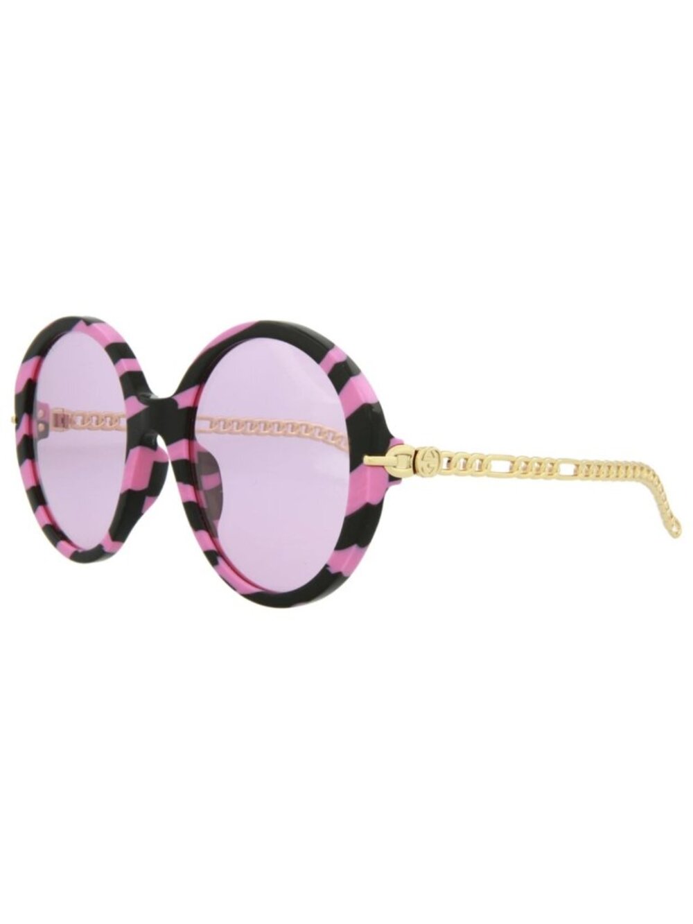 New Gucci Women's Sunglasses Round Oval Acetate Frame Pink Gold Pink